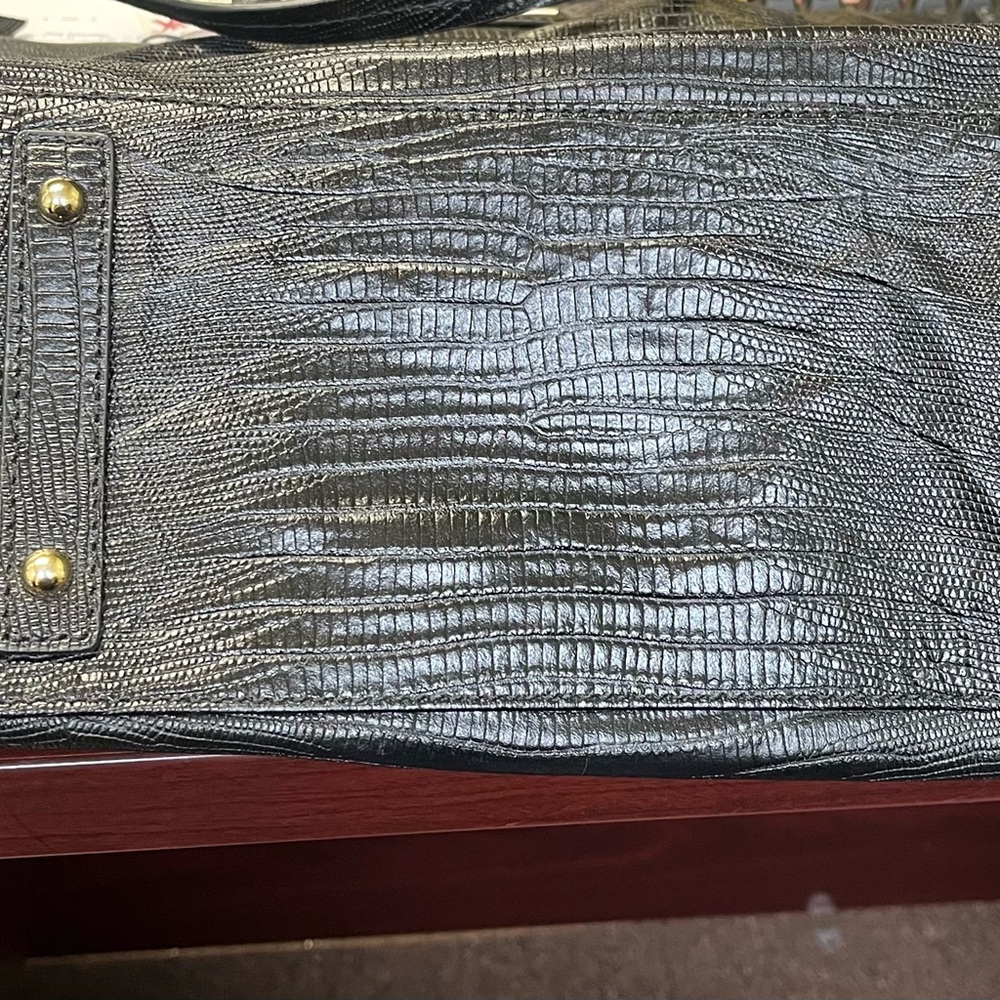 Dooney & Bourke Black Large Crocodile Pattern Bag “Fanny” - Picture 11 of 15